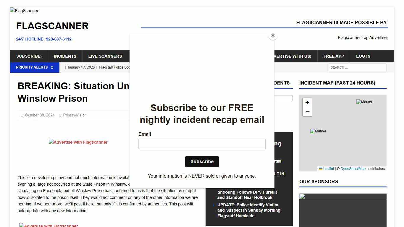 BREAKING: Situation Unfolding at Winslow Prison – FlagScanner